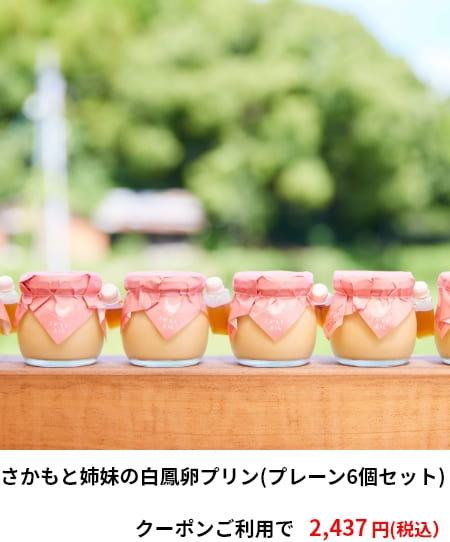 さかもと姉妹の白鳳卵プリン(プレーン6個セット) クーポンご利用で2,437円（税込）