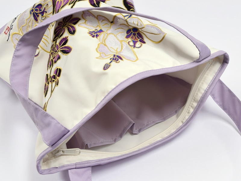 胡蝶蘭カットワーク刺繍 防水・撥水トートバッグ