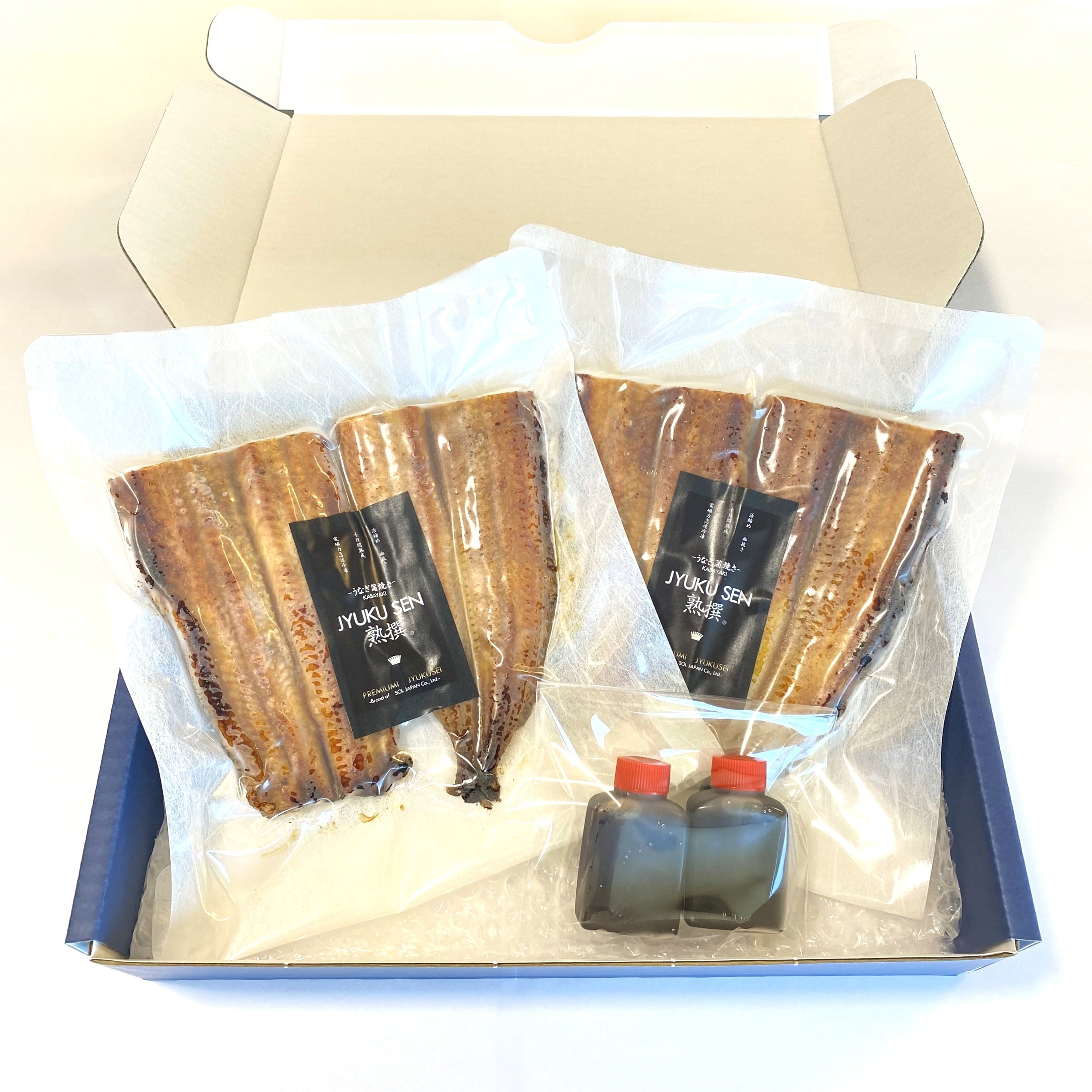 国産うなぎ蒲焼き 熟撰 2尾セット【化粧箱入り】 原体サイズ400g前後(蒲焼き1本あたり190g~220g前後)真空パック
