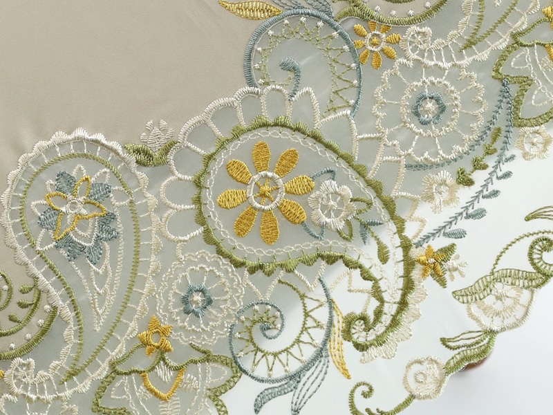 ペイズリー更紗刺繍 かわず張り晴雨兼用ショート折日傘 モカ 折日傘 モカ