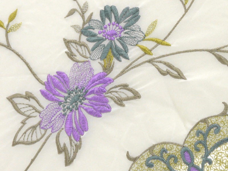 花鳥刺繍　2重張りミニ折りたたみ晴雨兼用日傘　ホワイト 晴雨兼用日傘　ホワイト