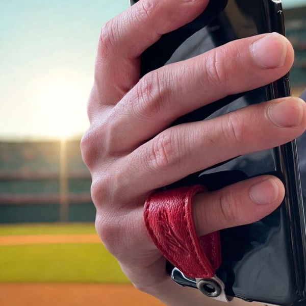 レザー 広島ジビエレザー×カープ鹿革スマホリング 1個