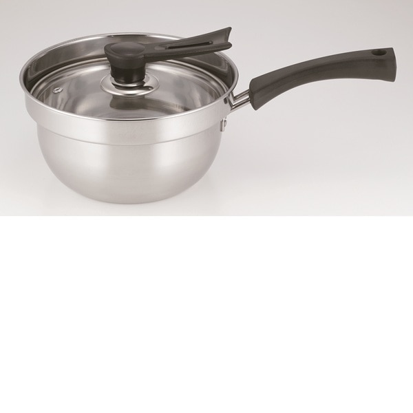 IH対応 ふきこぼれにくい片手鍋 18cm ガラス蓋