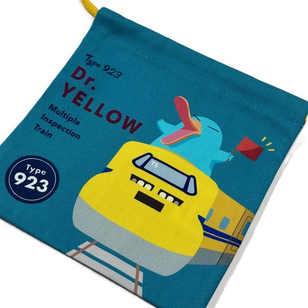 カモノハシのイコちゃん×ドクターイエロー ミニ巾着  グリーン