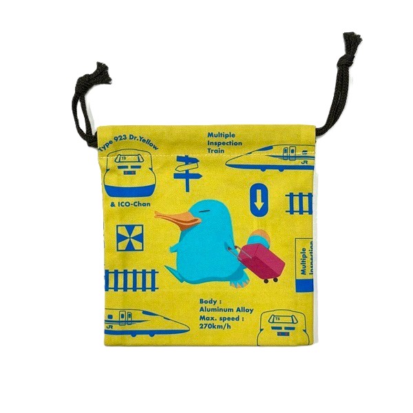 カモノハシのイコちゃん×ドクターイエロー ミニ巾着  イエロー