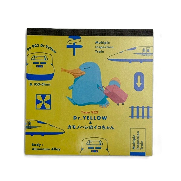 カモノハシのイコちゃん×ドクターイエロー  スクエアメモパッド イエロー