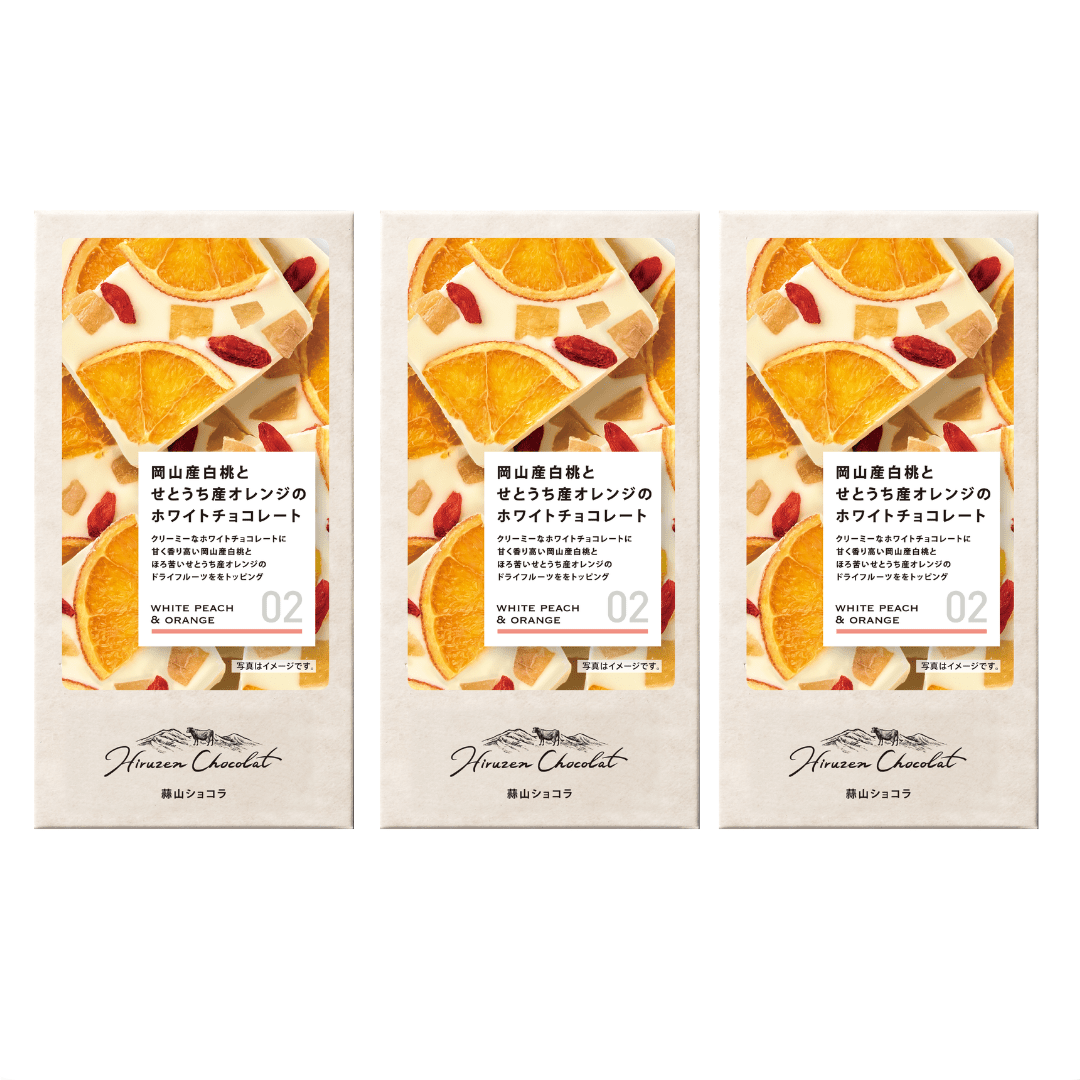 JR PREMIUM SELECT SETOUCHI 蒜山ショコラ 02岡山県産白桃とせとうち産オレンジのホワイトチョコレート 3枚セット