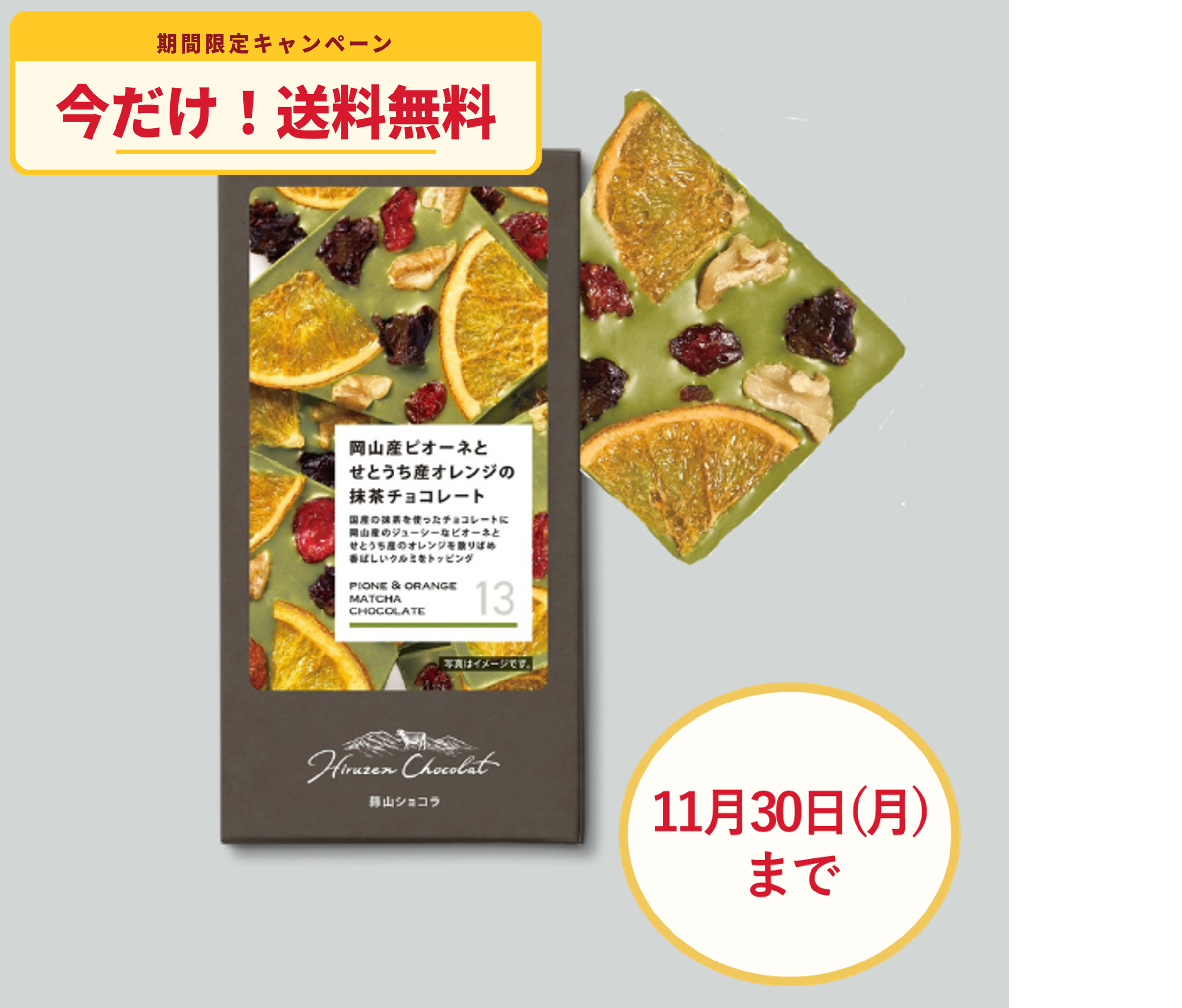 【送料無料】JR PREMIUM SELECT SETOUCHI 蒜山ショコラ 13　岡山産ピオーネとせとうち産オレンジの抹茶チョコレート