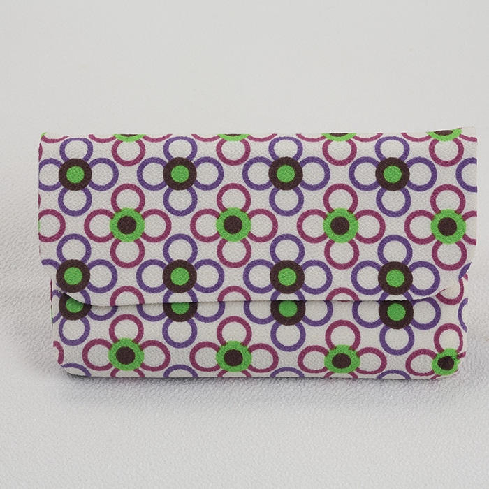 伝統和小物 一色ちりめんの被せポーチ(花輪 パープル)