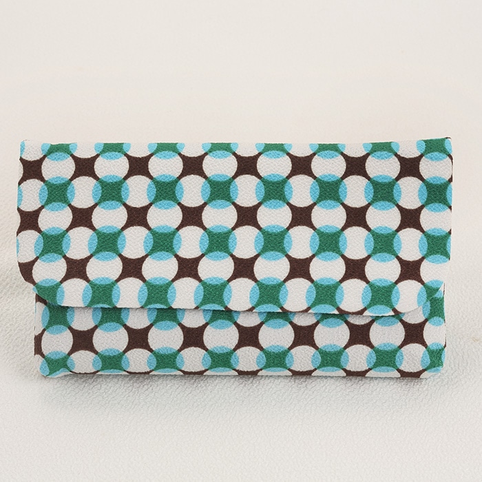 伝統和小物 一色ちりめんの被せポーチ(変わり七宝 ミント)