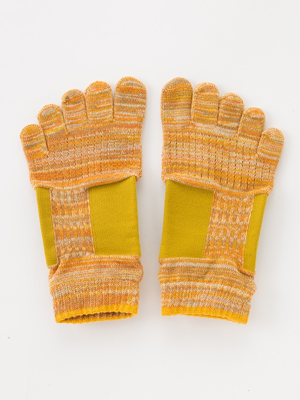Foot archマーブルメッシュアンクル(Support Type) マスタード 23-25