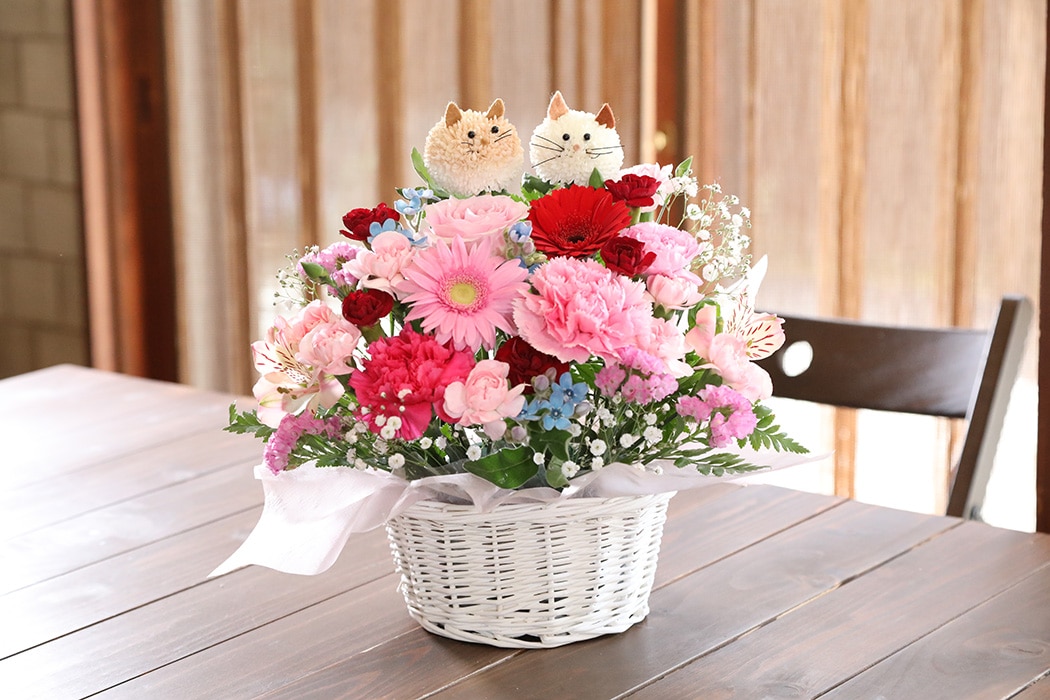 アニマルフラワーLサイズ(にゃんこ・わんこピンクレッド系)