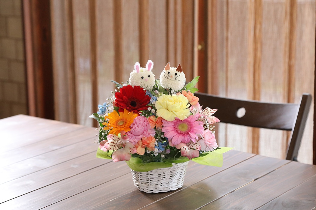 アニマルフラワーMサイズ(にゃんこ・うさぎカラフル系)