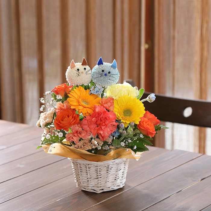 アニマルフラワーMサイズ(にゃんこ・にゃんこイエローオレンジ系)