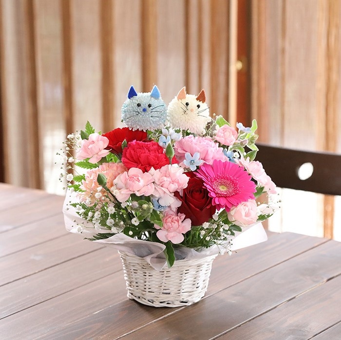 アニマルフラワーMサイズ(にゃんこ・にゃんこピンクレッド系)