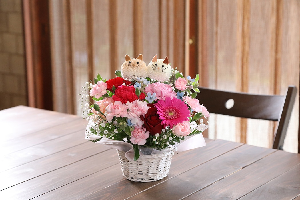 アニマルフラワーMサイズ(にゃんこ・わんこピンクレッド系)