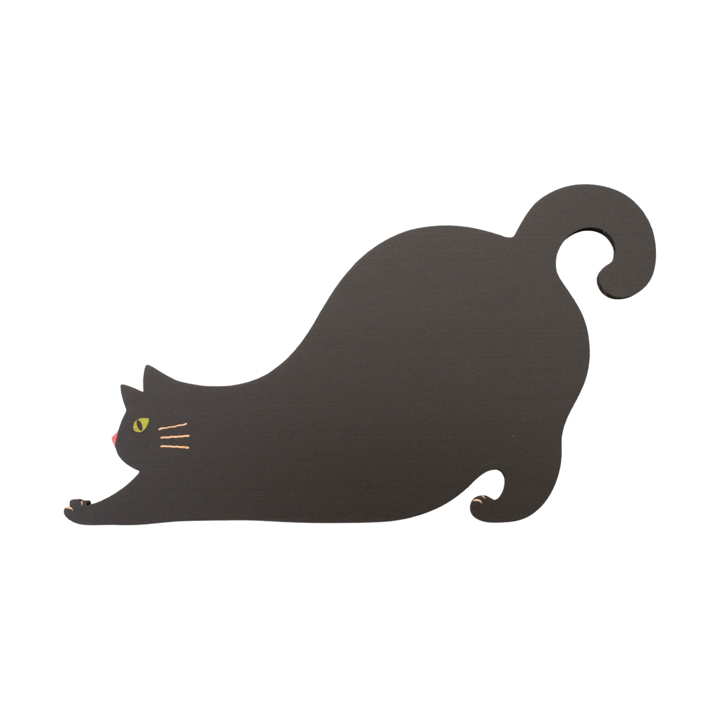 木製コースター ねこまみれシリーズ 「のびる・黒」
