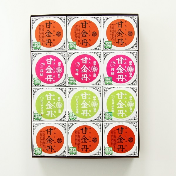 洋風蒸し菓子 甘金丹(プレーン・いちご・ピスタチオ) (小箱入) 12個