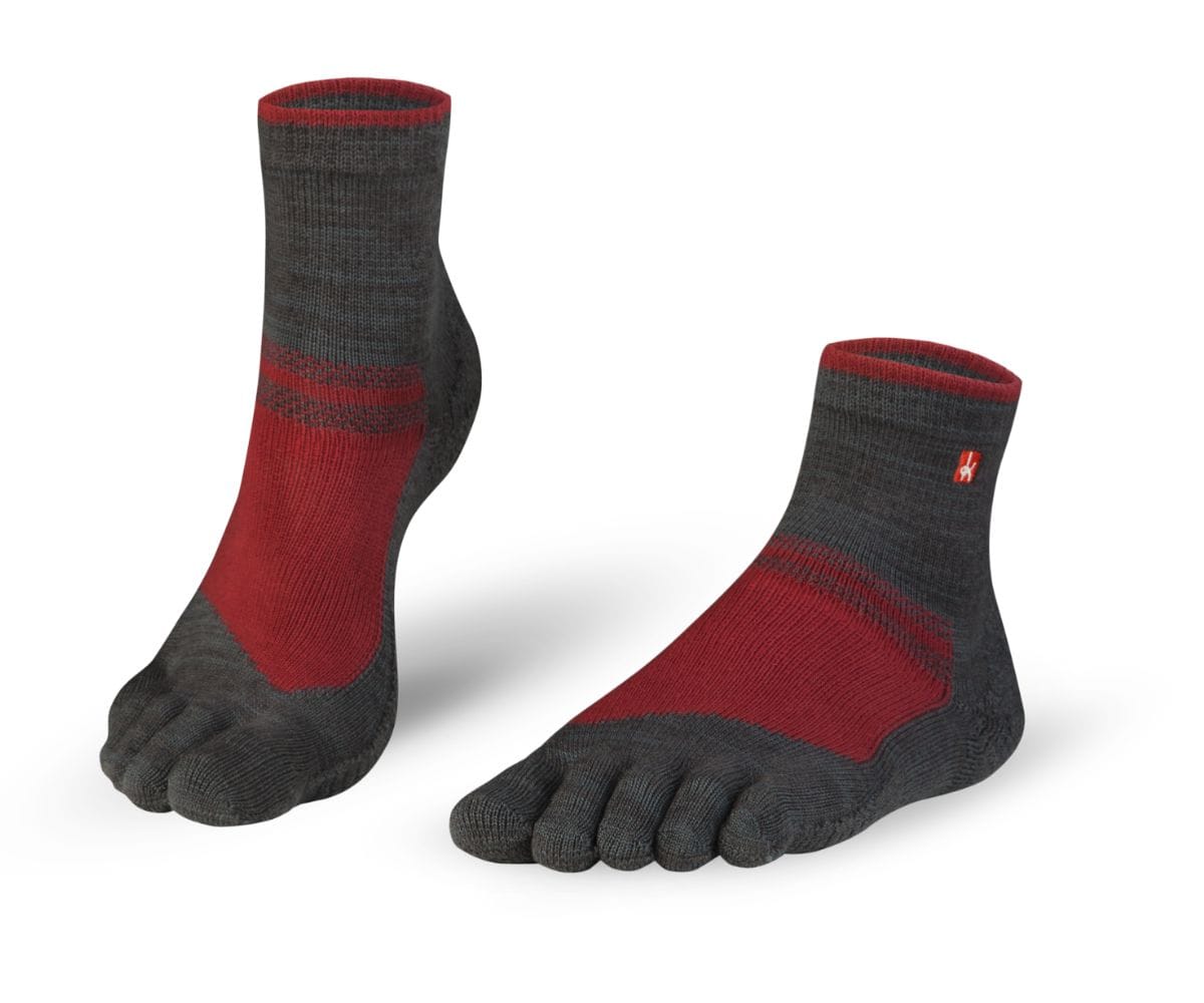 5本指ソックス ハイキングショート グレー/レッド 23-25