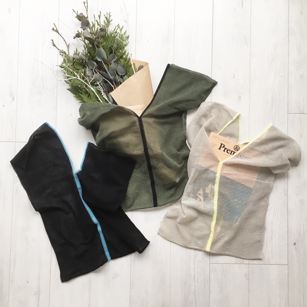 ニットエコバッグ(ベージュS&カーキL)