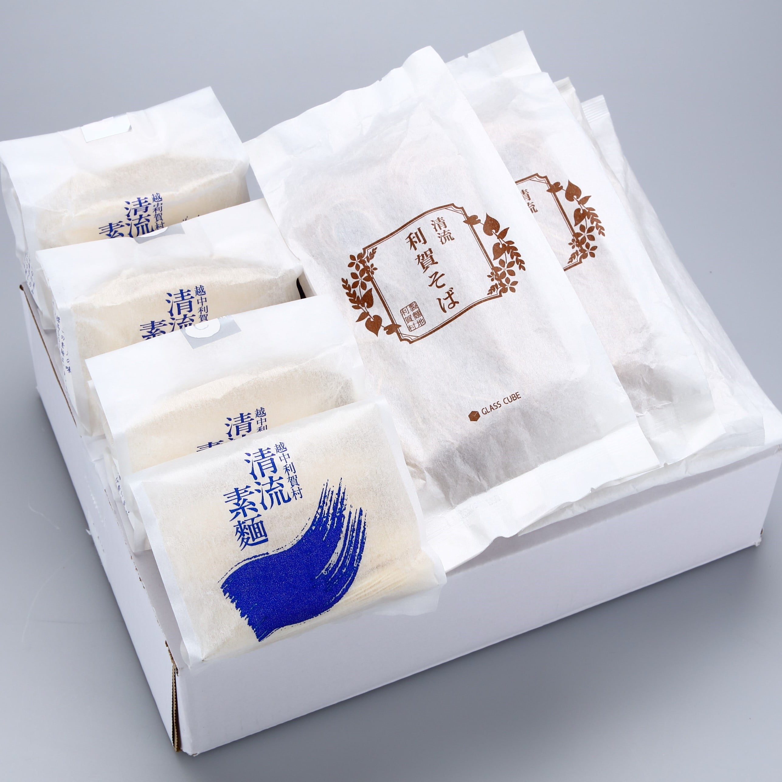 手延べ清流素麺4袋・清流利賀そば4袋入り2周年記念セット