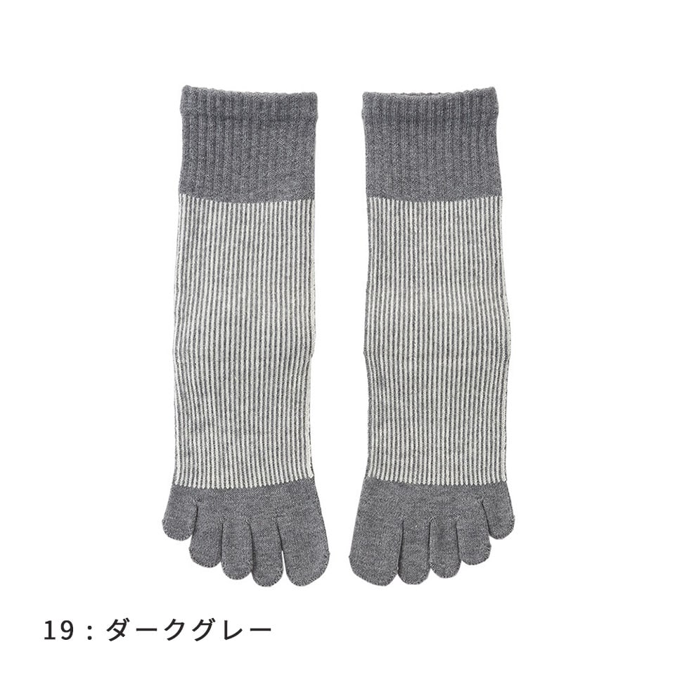 コアグリップ ラメ ピンストライプ ハイクルー ダークグレー