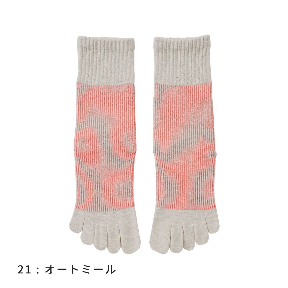 コアグリップ ラメ ピンストライプ ハイクルー オートミール