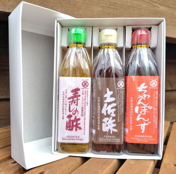 丸正の人気セット（寿しの酢・土佐酢・ちゃんぽんず）