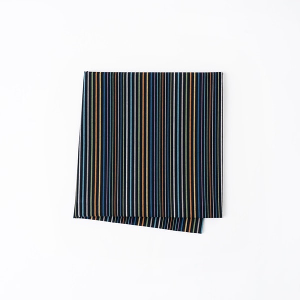 小倉 縞縞 中風呂敷(#136 黒多彩)90cm