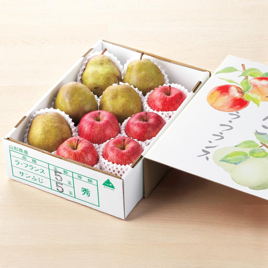 【事前ご予約】【着日指定不可】山形県産 サンふじ&ラ・フランス 3kg(各5~6玉)