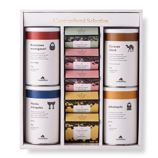 かなざわブレンド4缶(粉)とブランデーケーキカットのセット