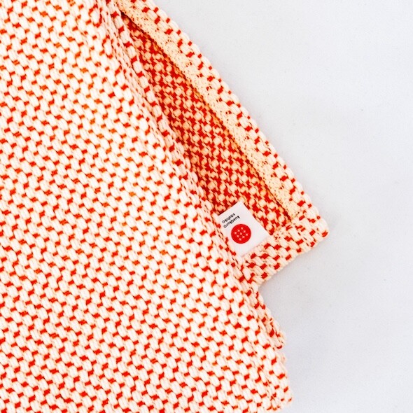 ハンカチタオル 刺子フェイスタオル(オレンジ) 1枚