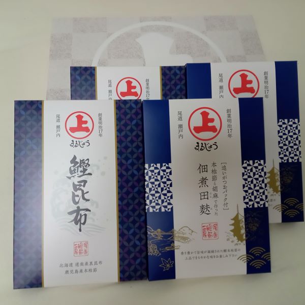 鰹昆布2箱と佃煮田麩2箱(4箱セット)