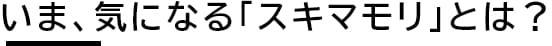 いま、気になる「スキマモリ」とは？