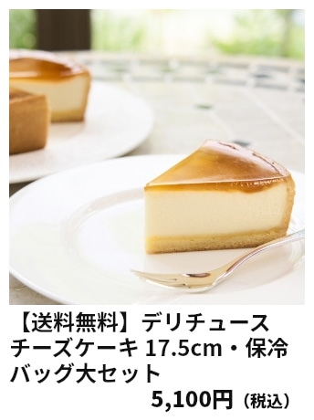 【送料無料】デリチュース チーズケーキ 17.5cm・保冷バッグ大セット 5,100円（税込）